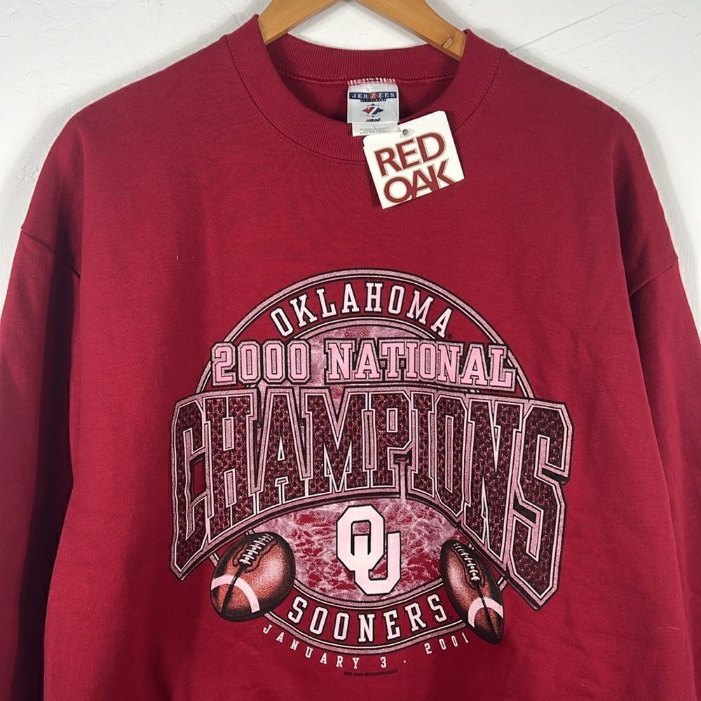 🔥🏈‎ Vintage “NWT” OKLAHOMA SOONERS 2000 National Champions Crewneck Sweatshirt